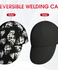 Reversible Welding Cap Skull Style With 260g Martin Fireproof Outer Fabric And 100 Percent Cotton Lining, showing outer and inner views