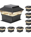 8 Pack Solar Post Cap Lights for Flat Surfaces and 4x4 Vinyl Posts Also Fits 4x6 Wood Sits On Top 25 Lumen 3000K Warm White Waterproof