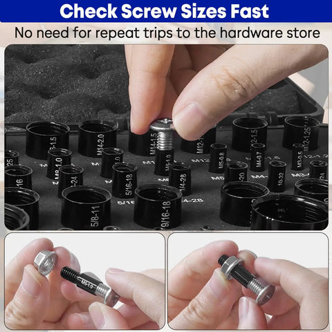 47 Piece Thread Checker Set For Nut And Bolt Threads Box Gauge for Standard and Metric Sizing 25 Inch and 22 Metric Handy