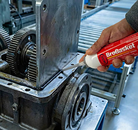 Application of Heavy Duty Pro Grade RTV Silicone Gasket Maker For High Temp Oil And Chemical Resistant Sealing on machinery