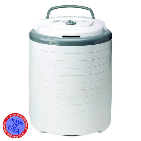 Expandable Food Dehydrator Machine For Making Beef Jerky And Dried Fruit Snacks With Six Trays And Converga Flow Airflow Tech Hits Different For Weekend Batch Cooking In Gray, top view with lid and handle