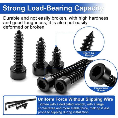430 Piece No Sweat M3 Hex Socket Self Tapping Screws Assortment Kit In Black Carbon Steel With Allen Keys for secure fastening.