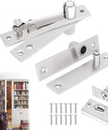 Heavy Duty Pivot Hinge Set With Stainless Steel Ball Catch For Wood Doors And Hidden Bookcases Featuring 360 Rotation And Invisible Hardware.