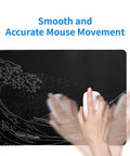 Japanese Sea Wave Large Mouse Pad Extended 31.5 By 11.8 Inches 3mm Thick Non Slip Rubber Base Desk Mat For Gaming And Office Wide