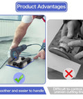 Heavy Duty 45 Degree Tile Chamfering Tool And Ceramic Angle Grinder Attachment in use for precise miter cuts on tile.