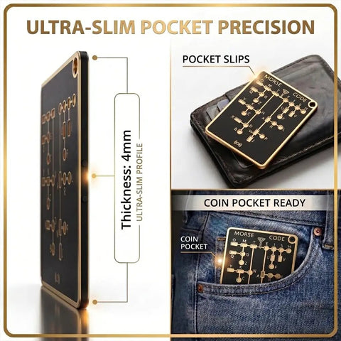 Pocket Morse Code Trainer Pro with LED Audio Telegraph in wallet, fits coin pocket, 4mm slim PCB, for ham radio enthusiasts