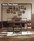 88 Key Weighted Keyboard Piano With Graded Hammer Action For Home Studio Bluetooth Connectivity in walnut finish in living room