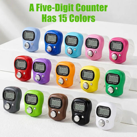 Bulk 30 Pack Electronic Finger Clicker With 5 Digit Lcd Display Resettable Hand Tally Counter No Fuss Design in 15 colors