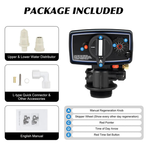 110V 12 Day Time Clock Control Valve With 3W Timer Backwash Head For Home Water Softener System Replacement package contents
