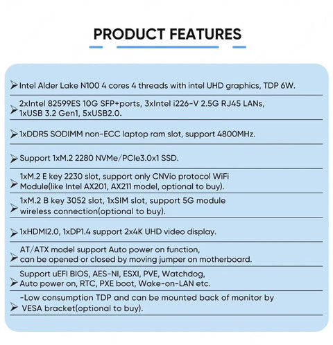Intel N300 Mini Pc Firewall Server Featuring Dual 10GbE Sfp Plus And Triple 2.5GbE Lan Ports Home Lab Legend Built Different For Rock Solid Network Ops And Quick Setup product features list.