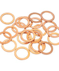 30 Pack Flat Copper Washers Metric 22x30x1.5mm Rock Solid Crush Ring Seals For Hydraulic Fittings on surface.