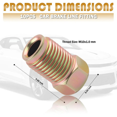 3 By 16 Dope Brake Line Fittings Kit With M10x1.0 Thread Metric Car Brake Line Union Pack Portable 10 Piece Set For Cars SUVs And Motorcycles Replaces Old Parts And Keeps Your Brakes Flowing.