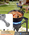 Single Burner Outdoor Propane Gas Stove 100,000 BTU LPG Camping Cooker with shrimp boiling, heavy duty carbon steel stand