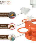Close-up of Hanging Glass Oriole Feeder For Yard Birds, 30 Ounce Nectar Feeder With Jelly Dishes And Orange Fruit Holders showing parts