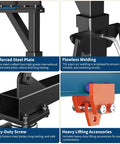 Components of 2 Ton Gantry Crane With Adjustable 8 To 12 Ft Height, 4400 Lbs Capacity, Heavy Duty Shop Crane with reinforced steel and accessories