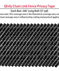 Chain Link Fence Privacy Tape Slats Kit 246ft By 0.15ft Black Weatherproof PVC Privacy Fencing Slats installed on fence