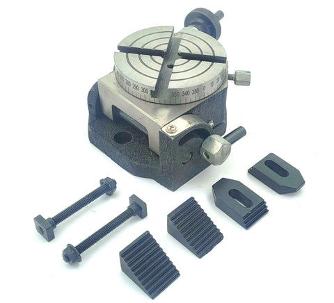 3 Inch Tilting Rotary Table 80 Mm Diameter With M6 Clamp Kit For Milling Machines Adjustable Tilt From 0 To 90 Degrees Lockable Position Precision Gear 36 To 1 Pro Grade Metalworking Accessory For DIY Projects