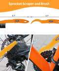 Sprocket scraper and brush from Eight Piece Precision Bicycle Cleaning Tool Kit With Chain Scrubber and Bike Clean Mitt