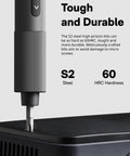 Dope 25 In 1 Mini Electric Screwdriver Set With USB C Rechargeable Power showing tough S2 steel bits.