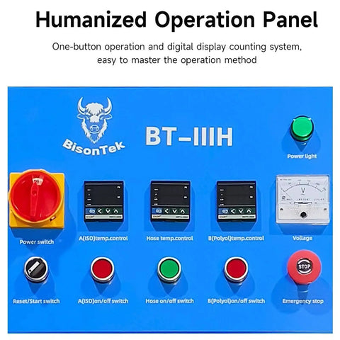 Heavy Duty Portable Pneumatic Polyurethane Spray Foam Machine 110V 5.5KW operation panel with buttons and displays.