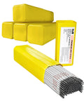 Workhorse Arc Stick Electrodes For Structural Welds, Three Thirty Second Inch By Fourteen Inch Rods, yellow boxes, E7014 label visible