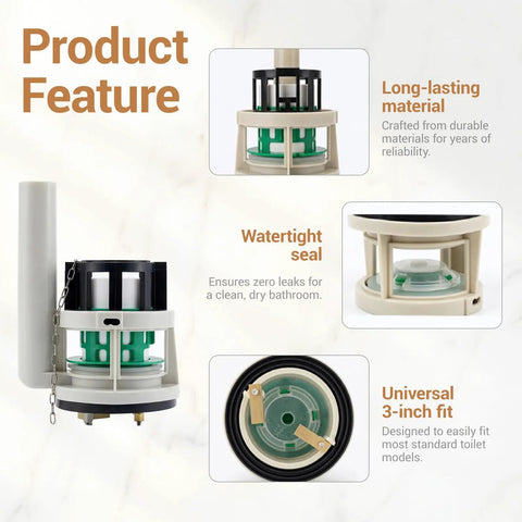 3 Inch Toilet Flush Valve Repair Kit for Universal Fit on Most One Piece Toilets product features