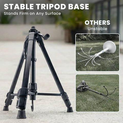 Standing Misting System For Outdoors With 26Ft Hose And 4.8Ft Adjustable Height Tripod Base Portable Patio Cooler