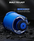 Coolant pressure tester kit with blue die-cast aluminum body and 0.4 inch and 0.6 inch radiator adapters