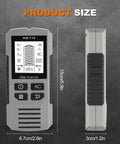 Hilitand Wall Scanner Stud Finder Detector 3 Scanning Modes Live AC Wires Up to 80mm Deep with LCD Display shown from the front and side.