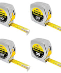 PowerLock Tape Measure Set Of Four 30 Foot Each Mylar Coated Durable Blade For Long Life On Job Sites Secure Blade Lock