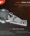 Engine water pump with key parts highlighted, suitable for Timing Belt Kit And Water Pump For Honda Accord 2003-2017 models.