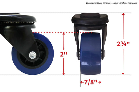 Tri Dolly 250 Lb Capacity 360 Degree Swivel Furniture Moving Dolly 2 inch blue TPU tread measurements