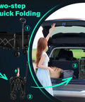 Collapsible Wagon Cart With Wheels, Ultra Portable Foldable All Terrain Utility Wagon in car trunk, two-step folding process