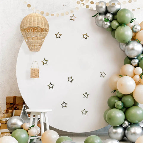Rattan Woven Hot Air Balloon Wall Decor For Kids Room Cute Nursery Hanging Ornament against festive balloons and stars