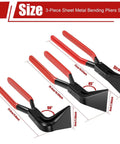 Three Piece Sheet Metal Bending Pliers Set With Straight 45 Degree And 90 Degree Jaws For Bending And Flattening product image