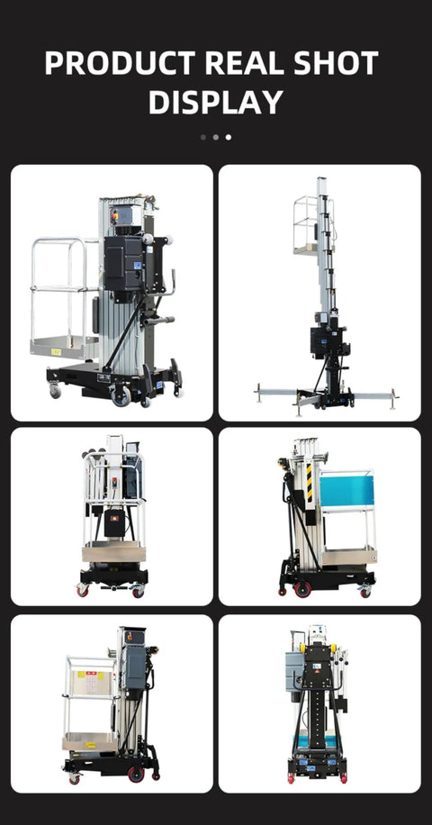 Badass Lightweight Single Mast Vertical Aluminum Lift Portable Electric Aerial Platform Crawl Through Narrow Warehouse Aisles Straight Up Ceiling Repair Cheat Code Tool