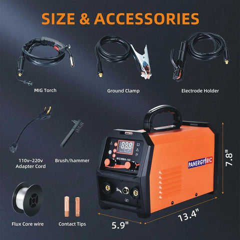3 In 1 MIG Welder With Dual Voltage 110V 220V Flux Core Gasless MIG Lift TIG Stick Workhorse Portable Inverter Welder With accessories