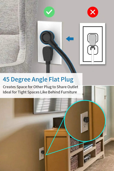 10-Foot Power Strip Tower With Eight Outlets And Five USB Ports, Dope Surge Protector Featuring Flat Plug Behind Furniture