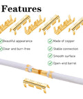 200 Pieces U Shape Copper Ring Terminals Open Barrel Brass Crimp Connectors features list and terminal view