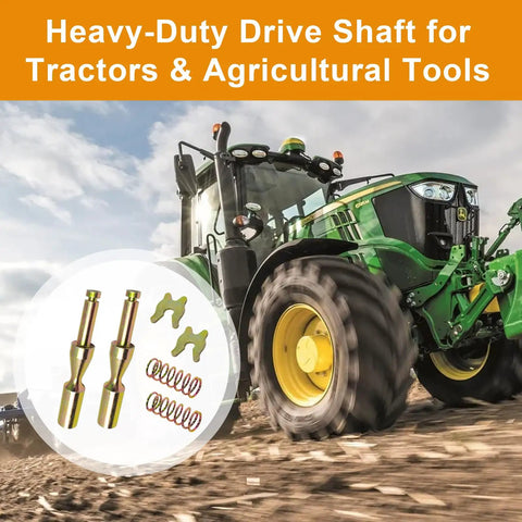 2 Pack Quick Release PTO Pin Yoke Heavy Duty Coupler for Tractors in action with drive shaft and springs detail