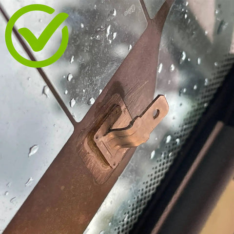 Close-up of installed Two Pack Rear Window Defroster Replacement Tabs Compatible With Ford, Chrysler, Chevrolet, Easy Bonding Repair Kit Not Included