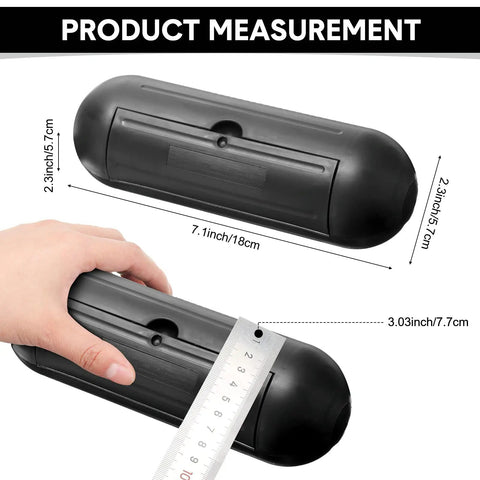 16 Pack Outdoor Extension Cord Safety Capsule Protectors for Holiday Lights shown with measurements, lockable latch design.