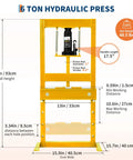 Heavy Duty 6 Ton Hydraulic Shop Press H Frame Floor Press With Adjustable Worktable Carbon Steel Garage Press dimensions and features.