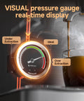 Close-up of 58mm Espresso Machine With PID Temperature Control And Built In Pressure Gauge For Light To Dark Roast Beans