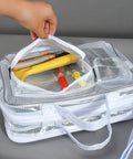 Hand opening Solid Antistatic Clear Crossbody Bag For Cleanroom Engineers And Electronics Crews Adjustable Shoulder Strap.