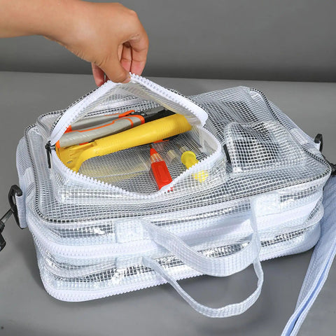 Hand opening Solid Antistatic Clear Crossbody Bag For Cleanroom Engineers And Electronics Crews Adjustable Shoulder Strap.