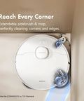 P10 Pro Ultra Robot Vacuum And Mop with 13,000 Pa Suction cleaning a corner with dual spinning mop