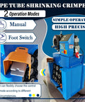 Pro Grade Electric Hydraulic Hose Crimping Machine With 13 Piece Die Set For 0.55 To 2.72 Inch Tubing includes foot switch and manual operation.