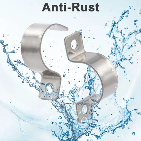 Stainless steel conduit clamp, 1/4 inch, two-hole U-shaped pipe bracket, front view
