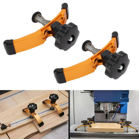 Heavy Duty Aluminum T Track Hold Down Clamps For CNC Router, Engraving Machine Press Plate Vise Grip Workpiece Clamp, close-up view
